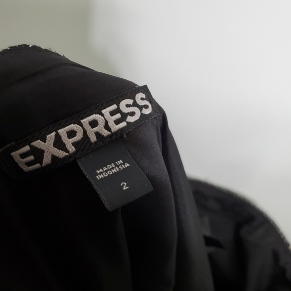 EXPRESS Black Tweed Texturd Pleat Pencil Skirt Size 2 - Picture 7 of 8